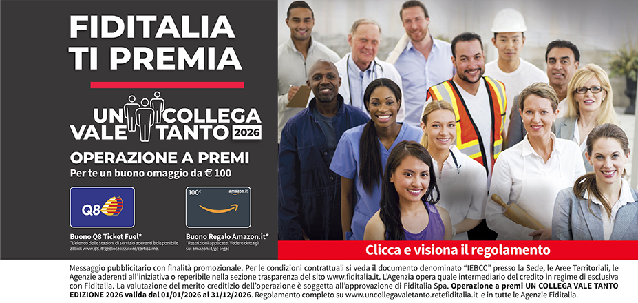 Agenzia Uniservice Consulting S.r.l. Fiditalia | Brescia, Brescia , Mantova, Trento, Verona | Fiditalia ti premia - Vinci un buono omaggio da €100. Operazione a premi. Clicca e visiona il regolamento. Operazione a premi UN COLLEGA VALE TANTO 2025 valida dal 01/01/2025 al 31/12/2025. Regolamento completo www.uncollegavaletanto.retefiditalia.it
