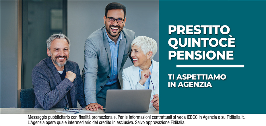 Agenzia Uniservice Consulting S.r.l. Fiditalia | Brescia, Brescia , Mantova, Trento, Verona | Cessione del Quinto Quintocè - Un consulente dedicato per i progetti di dipendenti e pensionati. Messaggio pubblicitario con finalità promozionale. Per le informazioni contrattuali si veda IEBCC in Agenzia o su Fiditalia. it. L’Agenzia opera quale intermediario del credito in esclusiva. Salvo approvazione Fiditalia.